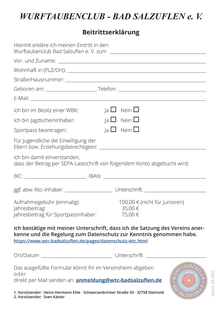 Beitrittserklärung WTC-Bad Salzuflen