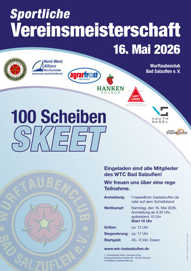 Einladung zur sportlichen Vereinsmeisterschaft 2026 des WTC Bad Salzuflen